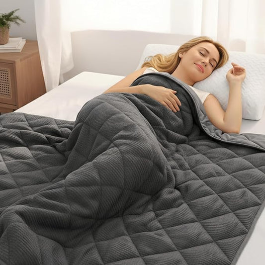 ZonLi Weighted Blanket for Adults (60"x80", 20lbs), Heavy Throw Blanket, Breathable Cooling Weighted Blanket, Soft Thick Blankey for All Season, Premium Glass Beads, Washable,Grey