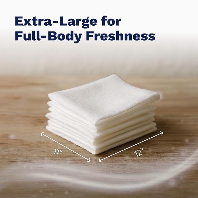 Wipes for Adult - Extra Large WashCloth, Scented, Rinse-Free - Soft, Gentle for Sensitive Skin, Senior, Post-Surgery and Travel Hygiene, 3-Pack