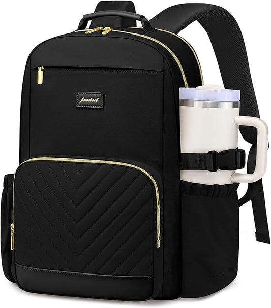 Laptop Backpack for Women Bookbag: 17 inch Work School Backpacks with Pouch Pocket for Large Capacity Cup & USB Charger College Book Bag Travel Business Nurse Teacher Bookbags Anti-theft Back Pack