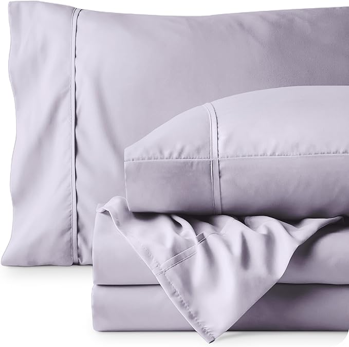 Bare Home Queen Sheet Set - 1800 Ultra-Soft Microfiber Queen Bed Sheets - Double Brushed - Deep Pockets - Easy Fit - 4 Piece Set - Bed Sheets (Queen, Light Lavender) BareHome