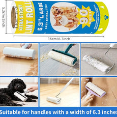 Large Lint Roller Refills for Pet Hair Sheets Extra 6.3 Inch 540Sticky Portable Pet Lint Remover for Clothes, Floor, Furniture, Carpet, Dog and Cat Hair Removal