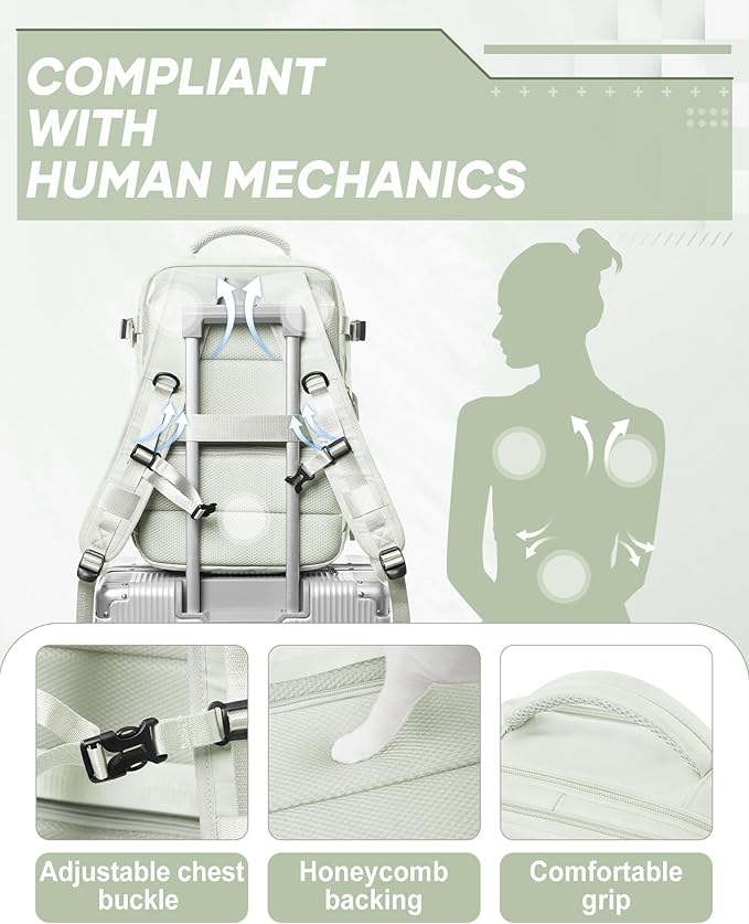 suwasp Vacuum Compression Backpack, 45L Expandable Travel Backpack with Electric Vacpack Pump, Travel Vacuum Bags with Shoe Compartment/17inch Laptop Compartment/USB Port, Mintgreen