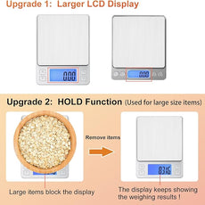 BOMATA 0.01g Small Digital Gram Scale, USB Rechargeable, Upgraded 1kg Jewelry Scale with Larger Display and Hold Function, High Precision, Grams and oz for Herb, Coin, Powder, Gold, Yeast, Kitchen