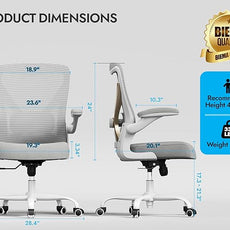 Ergonomic Office Chair with Lumbar Support - Adjustable Computer Desk Chairs for Home Office, Gaming, and Work - Comfortable and Supportive Desk Chairs for Adults(Grey Gold)