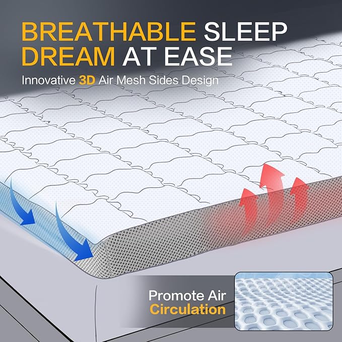 SAPHREAS 4 Inch Memory Foam Mattress Topper King Size, Back Pain & Pressure Relief, 3" Cooling Memory Foam and 1" Soft Ventilated Mattress Pad Cover, 5-Zone Egg Crate Bed Topper