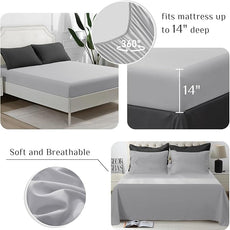 JOLLYVOGUE Full Comforter Set, Ultra-Soft Bed in a Bag Full Size 7 Pieces, Oeko-TEX Certified Bedding Set with Down Alternative Comforter, Sheets, Pillowcases & Shams, Dark & Light Grey