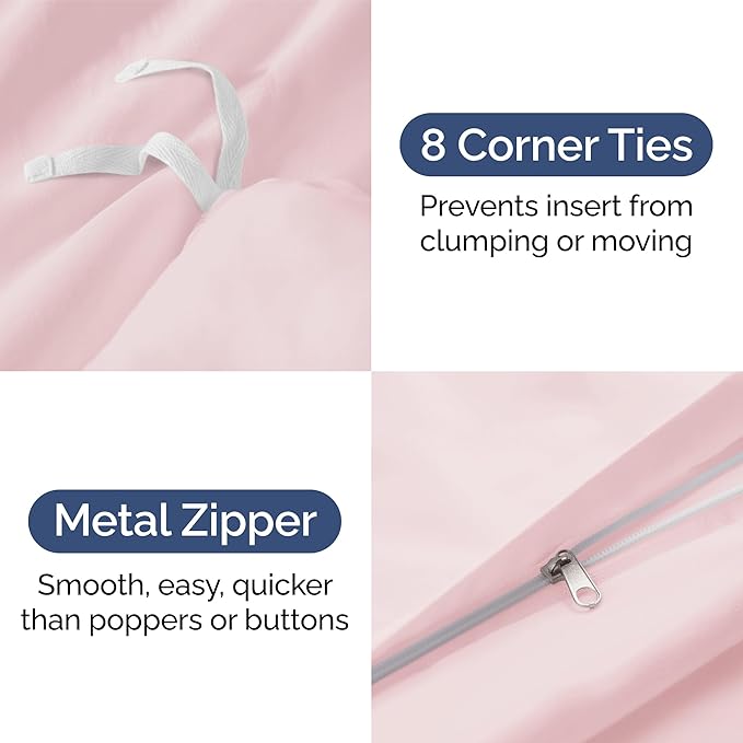 Duvet Cover King Size Set - Extra Soft King Size Duvet Cover 104 x 90 with 2 Pillow Shams - Hotel Luxury Easy Care & Fade Free w/Zipper Closures & Ties - Comfy Breathable Bedding Set (Lavender Pink)
