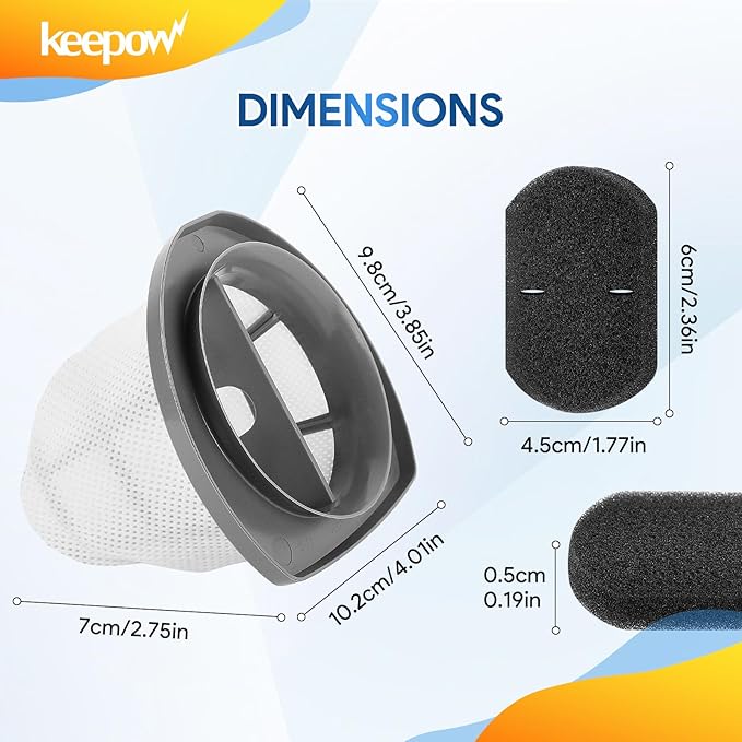 KEEPOW 2033 Vacuum Filter Set Compatible with Bissell Featherweight Stick Lightweight Bagless Vacuum 2033, 20331, 20333, 20336, 20339, 2033M (4-Pack)