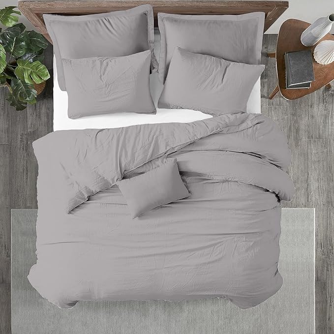 Kotton Culture 3 Pc California King Duvet Cover Set-100% Egyptian Cotton Sateen 600 Thread Count Ultra Soft Premium Durable Comforter Cover Zipper Closure & Corner Ties- (Silver, 104" X 98")