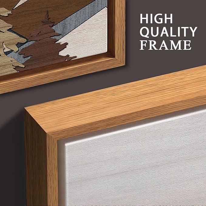 BINCUE Large Mountain Wall Art Vintage Mountains Office Framed Canvas 3 Piece Artwork 16x24 Inch for Living Room Bedroom Décor