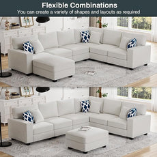 Legend Vansen Modular Sectional Sofa U Shaped Couch with Ottoman Modern Reversible Corner Sectional Couch for Living Room (Cream, U Shaped Sofa-2)