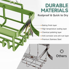 Veken Rustproof & Waterproof Shower Caddy 6-Pack, No Drilling Adhesive Shelves Rack with Soap Holder, Large Capacity Bathroom Organizers and Storage, Wall-Mounted Kitchen & Home Decor, Green