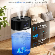 Yokekon Cool and Warm Mist Humidifier Large Room, 4.76Gal/18L Humidifiers for Home 2500 sq ft, Air Humidifiers for Bedroom with Diffuser&Extended Tube, Whole House Humidifiers for Nursery Baby Plants