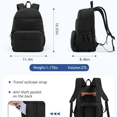 Travel Backpack for Women, 15.6 Inch College Laptop Backpack, Water Resistant Work Backpacks, Cute Quilted Bookbag