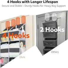 2 Pack Over the Door Organizer 5 Tiers, Extra Large Behind Door Storage of 10 Compartments, 80 lbs Weight Capacity Over Door Organizer, Door Hanging Organizer for Closet, Diaper Organizer,Room storage