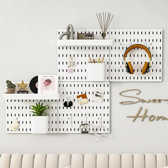 Nafenai Pegboard Combination Wall Organizer Kit,2 Pieces Pegboard and 11 Accessories Modular Hanging,Wall Mount Display Pegboard Panel for Home Office