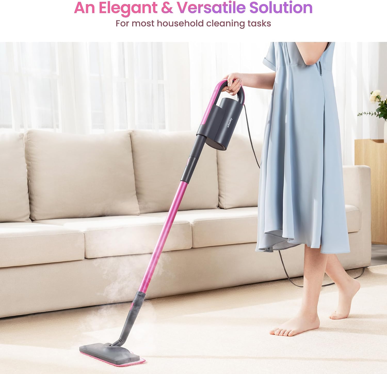Schenley Steam Mop Cleaner with Detachable Handheld Steamer for Cleaning Hardwood, Laminate Floor, Tiles and Grout, with 14-in-1 Multi-purpose Accessories and Washable Microfiber Pads Dormly