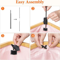 Lifewit 75L Slim Laundry Hamper with Lid, Narrow Laundry Basket with Removable Bag & Bamboo Handles, Fodable Thin Dirty Clothes Hamper for Laundry Collapsible Bin for Bathroom Bedroom Dorm, Pink