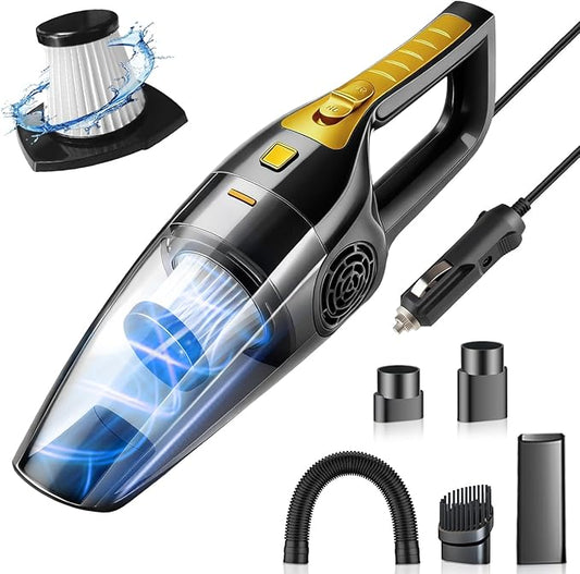 Car Vacuum Cleaner – 9000PA High Power Suction, DC 12V Portable Handheld Auto Vacuum with Attachments, Mini Car Interior Cleaner for Pet Hair, Dust, Crumbs, and Debris (Midnight Black)