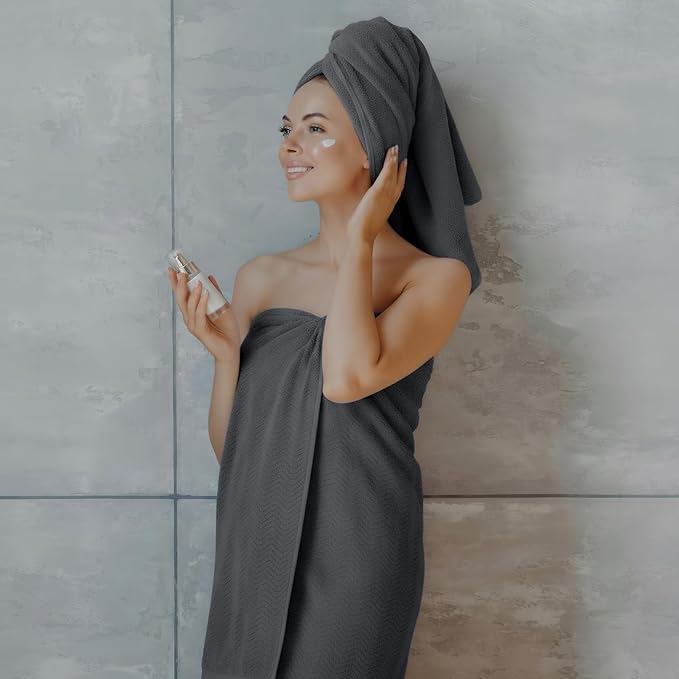 2 Pcs Oversized Bath Towels, 40 x 80 Inch Extra Large Coral Fleece Soft and Absorbent Bath Sheets, Lightweight Shower Towels for Home, Spa, Beach, Pool (Dark Gray)