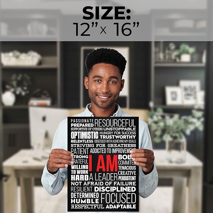 Office Wall Art Motivational Poster - 12 x 16 Inches Inspirational Wall Decor Print for Bedroom, Gym, Men, Boys, Teens (Unframed Cardstock)