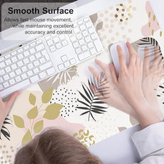 QIYI Large Mouse Pad, Exotic Pattern Desk Mat for Desktop, Women Girls Office Décor Desk Accessories, PU Leather Waterproof Gaming Mousepad, Tropical Plants Gold Desk Pad Computer Mat, 31.5