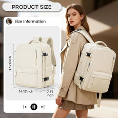 Vacuum Compression Backpack, Travel Vacuum Backpack with Electric Vacpack Pump, Flight Approved Carry On Personal Item Suitcase Luggage for Men Women, Beige, Large