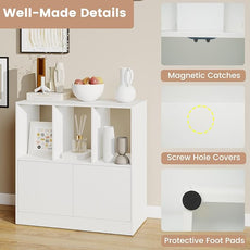 GOFLAME 3 Cube Bookcase with Doors, 3-Tier Cubby Book Shelf with 3 Open Compartments, Cabinet, Wooden Small Display Shelf, Freestanding Cubic Storage Organizer for Living Room, Study (1,White)