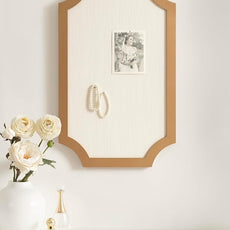 Kate and Laurel Holbrook Glam Framed Scallop Fabric Pinboard, 15 x 24, Gold, Decorative Modern Scalloped Bulletin Board for Use as Vision Board or Wall Organization