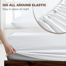 FreshCulture Twin XL Fitted Sheet Only - Hotel Quality Ultra Soft & Breathable Brushed Microfiber Fitted Sheet with 21 Inch Deep Pockets - Fits Twin XL Size Bed (White)