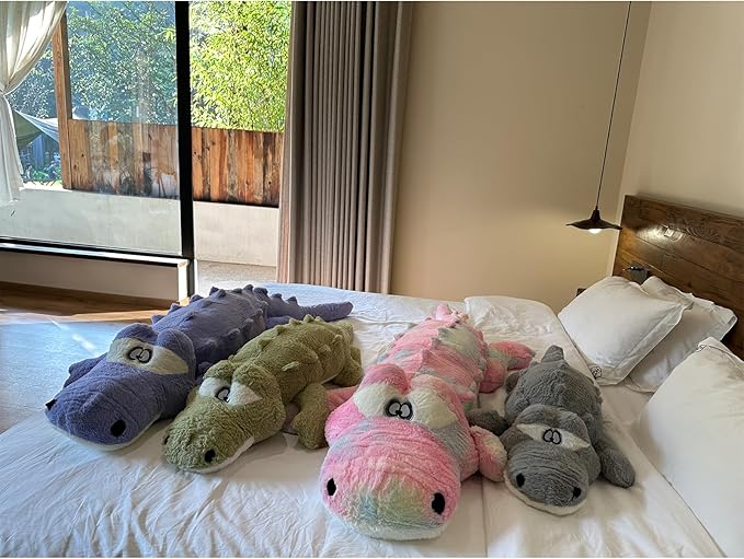 Hofun4U Alligator Plush Pillow, 38 inch Alligator Stuffed Animal, Home Decoration Christmas Valentine’s Birthday Gift for Boys Girls Adults Kids (Grey)