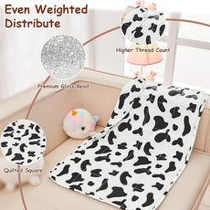 yescool Weighted Lap Pad Kids 2 Pounds Weighted Lap Blanket, Cow Print Small Weighted Blanket, Weighted Throw Blanket Gift for Travel Indoor Outdoor, 20