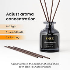SNSE Tobaco & Vanilla Perfumed Reed Diffuser Set - Premium Reed Diffusers for Home with Diffuser Reeds, Luxurious Gift Aroma, Sophisticated Scent, Ideal for Relaxation, Elegant Home Fragrance