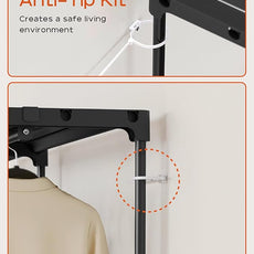 Clothes Rack, Portable Closet, 54.3 Inch Large Capacity Wardrobe Closet, Clothes Storage Organizer with Shelves and 2 Hanging Rods, Easy to Assembly, Black PCT002B01