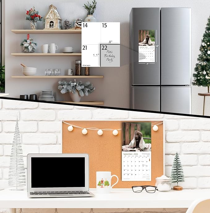 MICASA PRESS Pit Bull Puppies 2026 Mini Wall Calendar 12 Month | 7" x 14" Open | Thick & Sturdy Paper | Holiday Gift | Cute Puppy Dog Calendar 2026