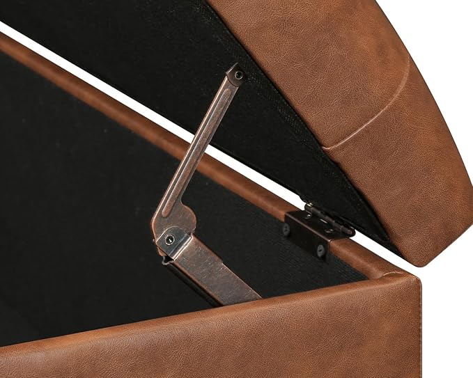 Joveco Storage Ottoman Bench 35" Faux-Leather Rectangular Tufted Ottomans Storage Room Organizer with Wheels(Ochre Yellow)