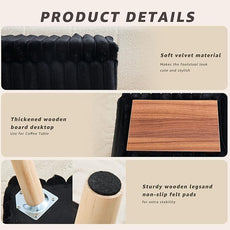 Wimarsbon Storage Ottoman,Soft Faux Fur Footstool with Padded Seat, Small Reading Vanity Chair, Footrest with Wood Tray for Couch, Mini Coffee Table or Display Stand (Black, Rectangular Storage)