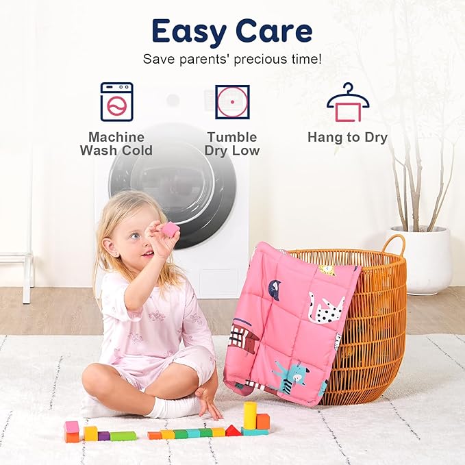 Kivik Soft Weighted Lap Blanket 2 lbs, Small Weighted Lap Pad, Breathable Heavy Throw Blankets for School Calming & Bed Sleeping, Machine Washable, 20 x 30 Inches, Cute Cat Printing, Pink