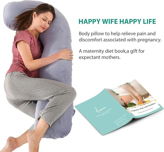 BATTOP Pregnancy Pillows for Sleeping,Pregnancy Must Haves Maternity Body Pillow with Cooling Washable Cover,New Mom Gifts for Women,Support for Back,HIPS,Legs,Belly for Pregnant Women(Dark Grey)