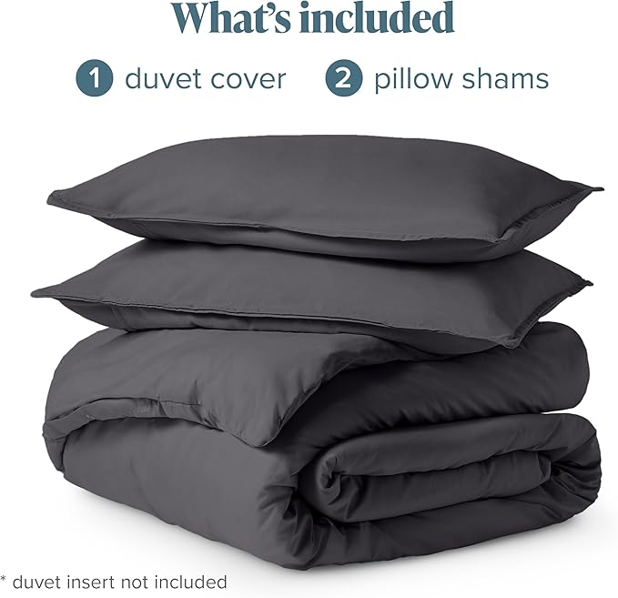 Bare Home Bedding Duvet Cover Oversized Queen - Premium 1800 Super Soft Collection - Lightweight, Cooling - Soft Breathable Bedding Duvet Cover (Oversized Queen, Forged Iron Grey)