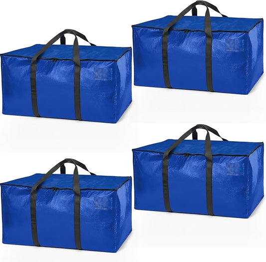 ClearSpace Heavy Duty Moving Bags or Storage Bag – Large Moving Boxes with Backpack Straps, Zippers & Handles – Perfect for Moving, College Dorm, Traveling, Camping, Christmas Decorations, 4 Pack