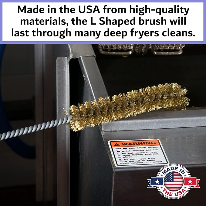 4-Pack Deep Fryer Cleaning Brush – L-Shaped High-Temp Commercial Kitchen Tool - Heavy Duty Brass Bristles - Heat Resistant to 750F - Deep Fryer Cleaner - Made in USA by FryOilSaver Co. B53C