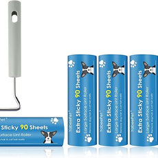 Extra Sticky Large Surface Lint Roller, 6.3'' Giant Lint Roller for Pet Hair, Lint Remover Roller for Cat Hair, Clothes, Furniture (1 Handle + 450 Sheets)