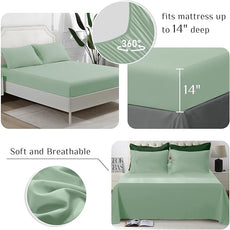 JOLLYVOGUE Twin XL Comforter Set, Ultra-Soft Bed in a Bag Twin XL Size 5 Pieces, Oeko-TEX Certified Bedding Set with Down Alternative Comforter, Sheets, Pillowcases & Shams, Dark Green & Light Green