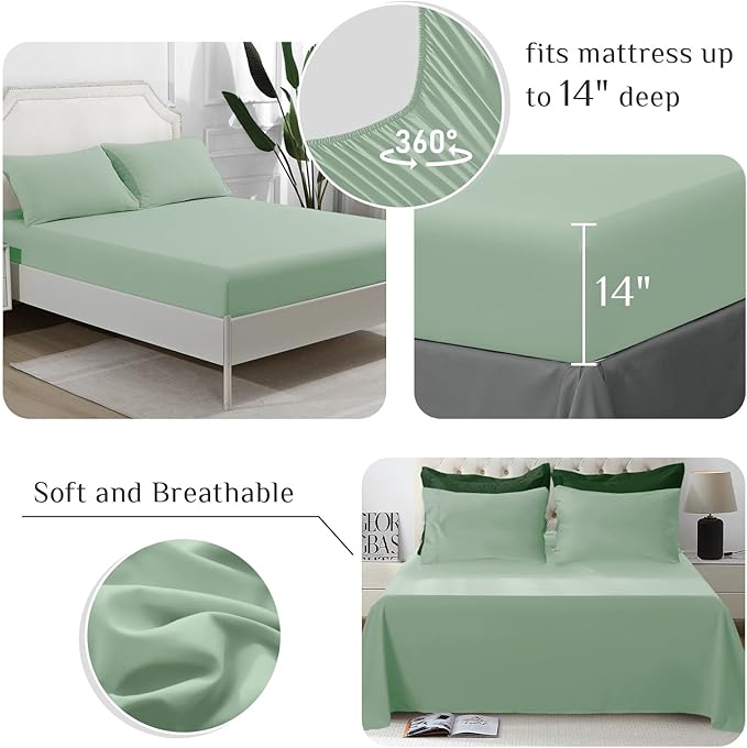 JOLLYVOGUE Twin XL Comforter Set, Ultra-Soft Bed in a Bag Twin XL Size 5 Pieces, Oeko-TEX Certified Bedding Set with Down Alternative Comforter, Sheets, Pillowcases & Shams, Dark Green & Light Green