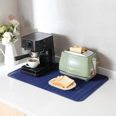 Silicone Dish Drying Mat for Multiple Usage,Easy clean,Eco-friendly,Heat-resistant Silicone Mat for Kitchen Counter or Sink,Refrigerator or Drawer Liner Navy Blue 3XL 28 inches x 18 inches