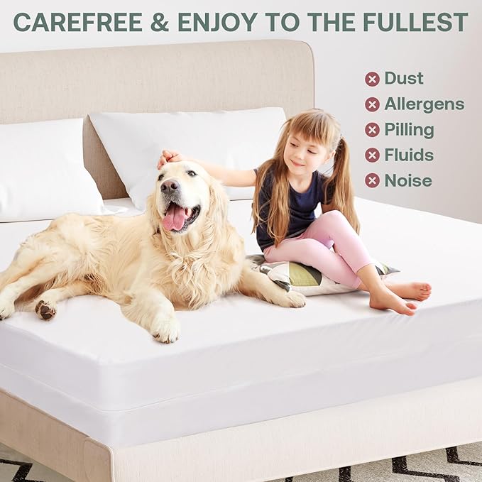 2 Pack Twin XL 39"x80" Waterproof Mattress Cover(9 in. Deep) Protector Zippered Soft Breathable Healthy Encasement Great for Dorms Hotel
