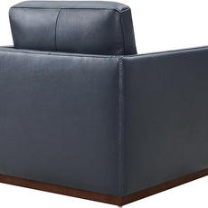 CHITA Genuine Leather Swivel Accent Chair, FSC Certified Mid Century Modern Arm Chair for Living Room and Bedroom, Fully Assembled, Navy