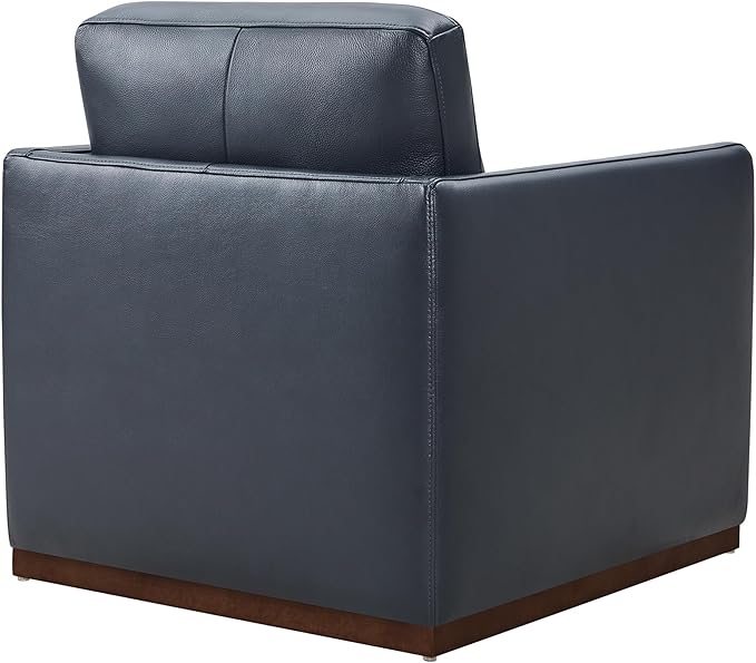 CHITA Genuine Leather Swivel Accent Chair, FSC Certified Mid Century Modern Arm Chair for Living Room and Bedroom, Fully Assembled, Navy