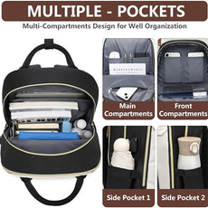 Laptop Backpack for Women Bag - 15.6 inch Work Travel Backpack with USB Charger College Bookbag Waterproof Business Computer Backpack Anti-theft Casual Backpacks for Nurse Teacher Beige Black Brown